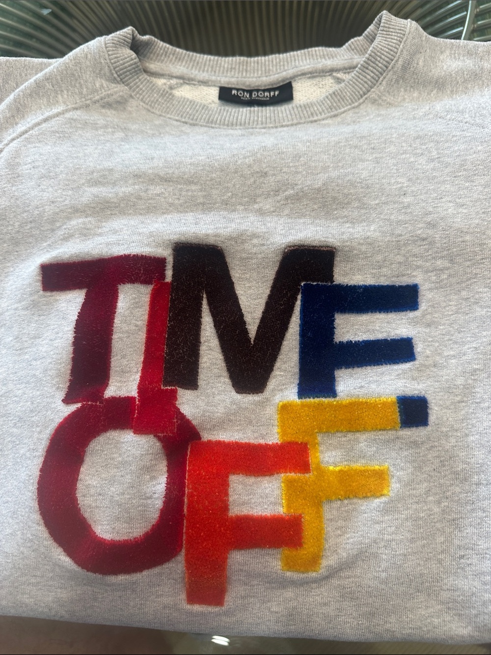 Ron Dorff Men’s Crewneck Sweater in Light Gray with Multicolor Logo